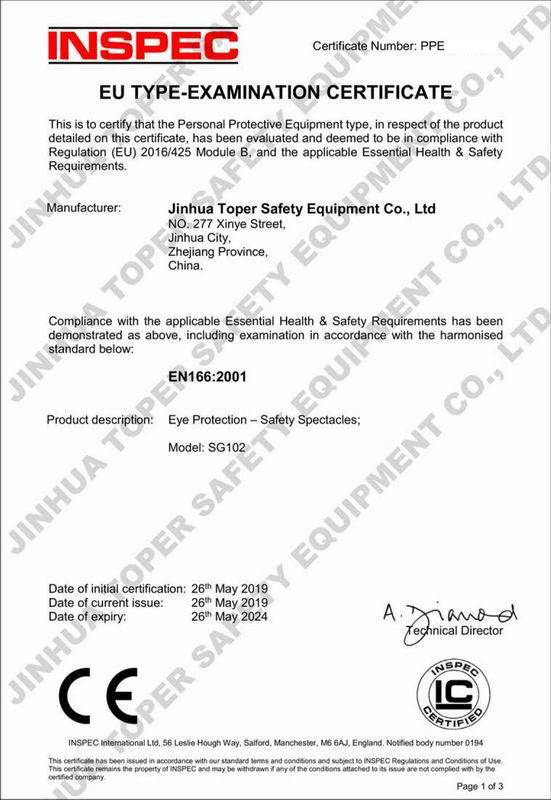 SG102 CE EN166 Certificate